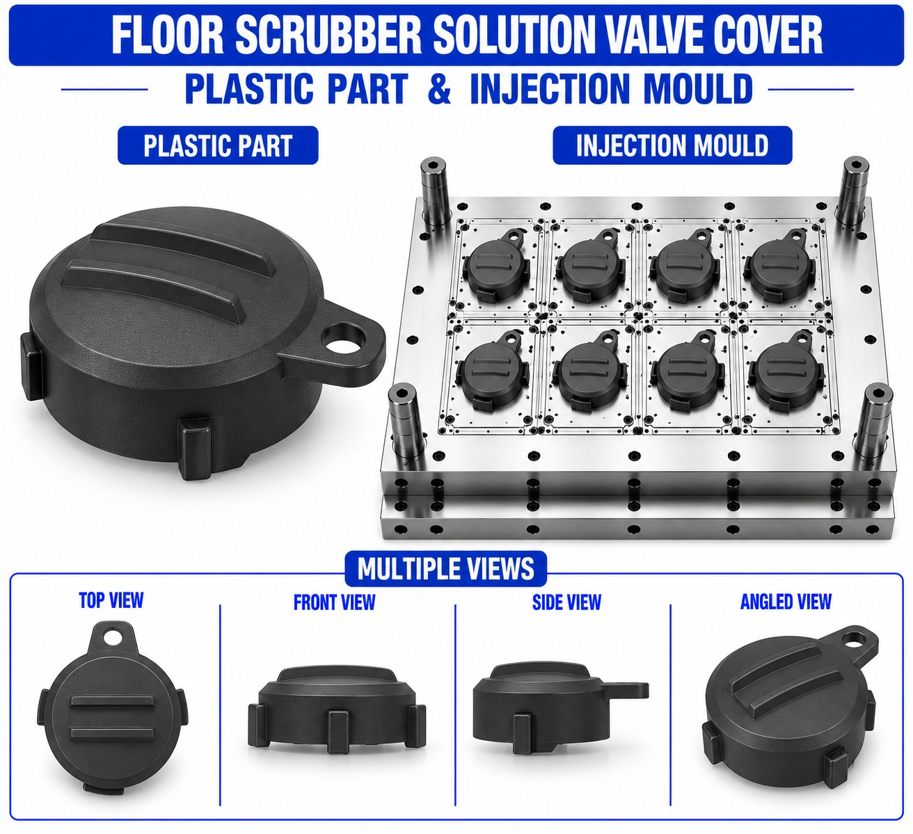 Floor Scrubber Plastic Solution Valve Cover Mould and Moulding Service